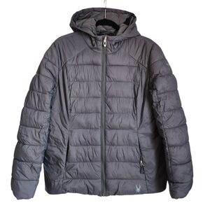 Spyder Dark Gray Puffer Jacket In A Size Large